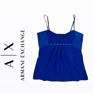 Vintage Armani Exchange Royal Blue Spaghetti Strap Babydoll Studded Y2K Tank Top